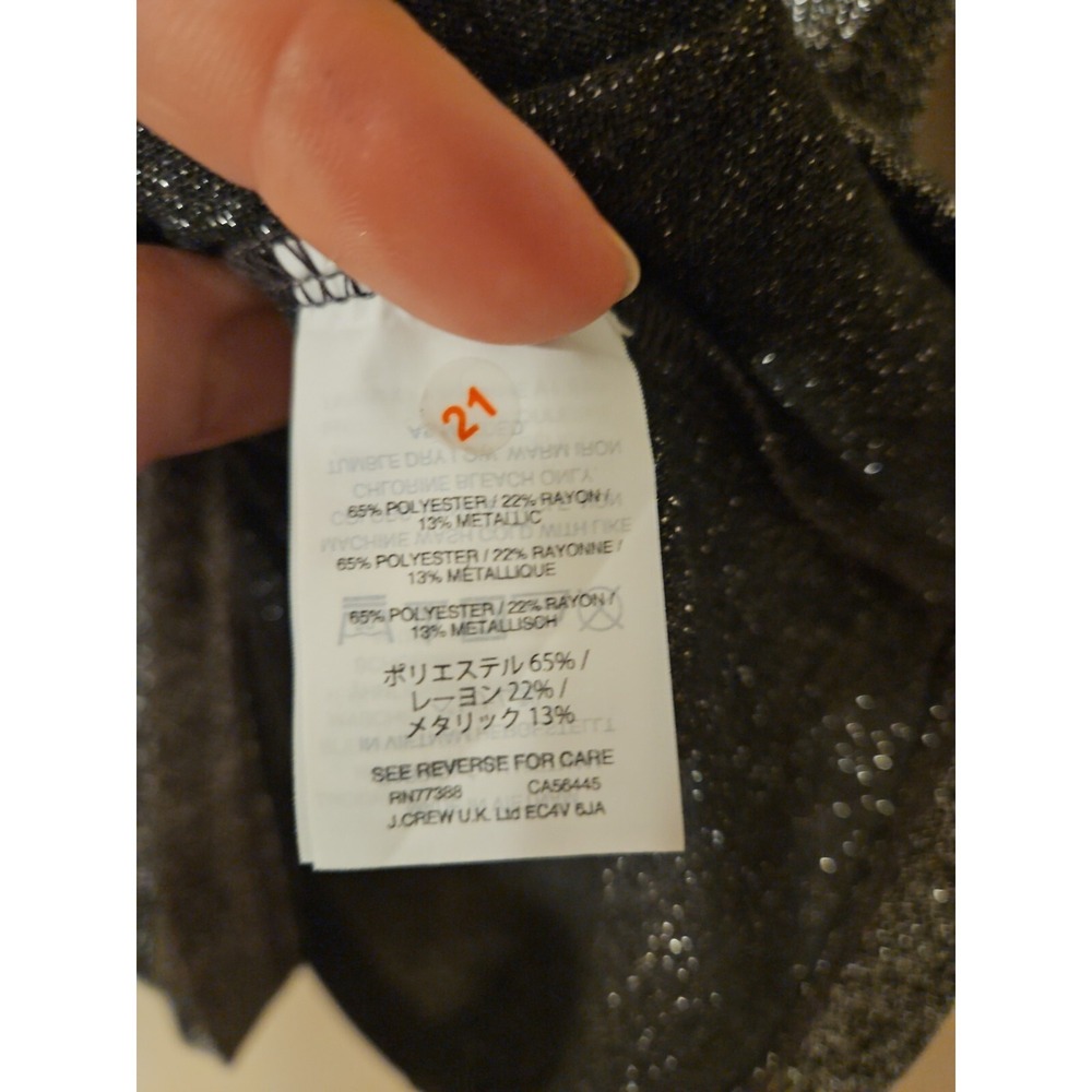 J Crew Blouse L Black Metallic Dark Fairy Shimmer Gam Feminine Sparkle Event - Picture 7 of 15
